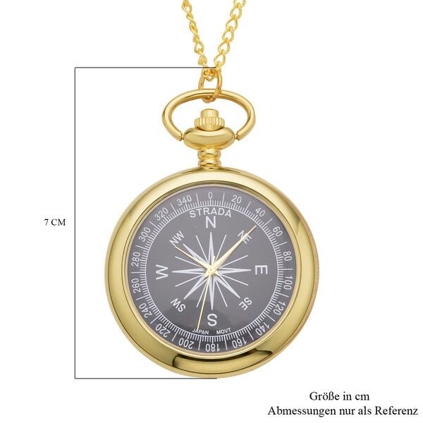 Strada - weiße Kristall-Taschenuhr mit Kompass in Goldton image number 5