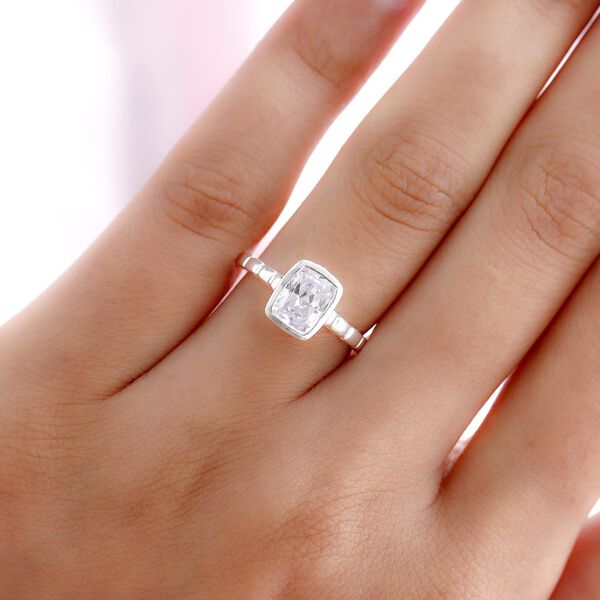 Wei&szlig;er Zirkonia-Solit&auml;r-Ring in Silber, 2,22 ct. image number 3