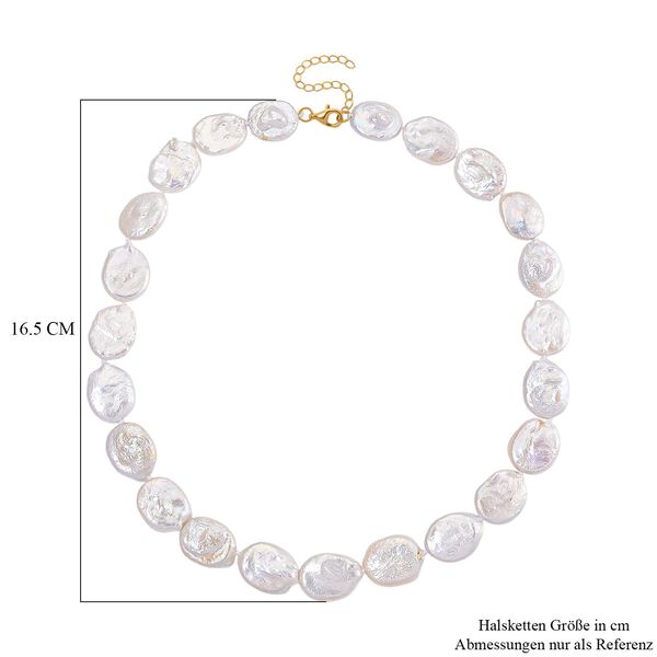 D'Joy Wei&szlig;e Keshi Perle Halskette ca. 45 cm mit 5 cm extender, 925 Silber vergoldet image number 6