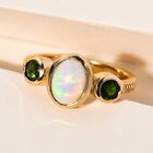 Natürlicher, äthiopischer Opal und Chromdiopsid-Ring, 925 Silber vergoldet  ca. 1,38 ct image number 1