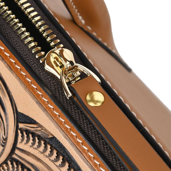 Grand Pelle  - Designer-inspirierte Echtleder Handtasche, braun image number 9