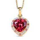 Djoy Synthetischer Padparadscha-Saphir, Moissanit Schmuckset 925 Silber 750 Gelbgold Vermeil ca. 6,49 ct.