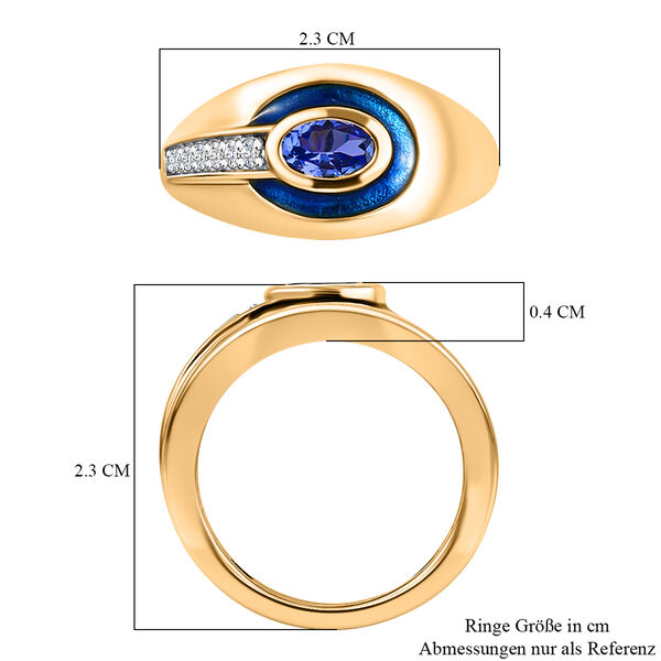 Tansanit und Zirkon Ring 925 Silber vergoldet  ca. 0,56 ct image number 7