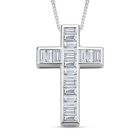 Moissanit Kreuz-Anhänger mit Kette, 925 Silber rhodiniert ca. 2.30 ct