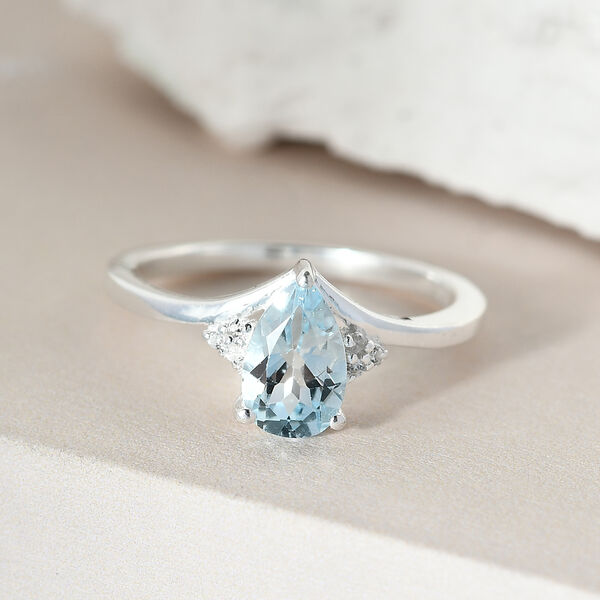 Himmelblauer Topas und Zirkon-Ring - 1,03 ct. image number 2