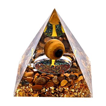 LIVMORE Kristall Pyramide Dekoration aus Kristall und Resin 6 cm Gold