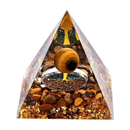 LIVMORE Kristall Pyramide Dekoration aus Kristall und Resin 6 cm Gold