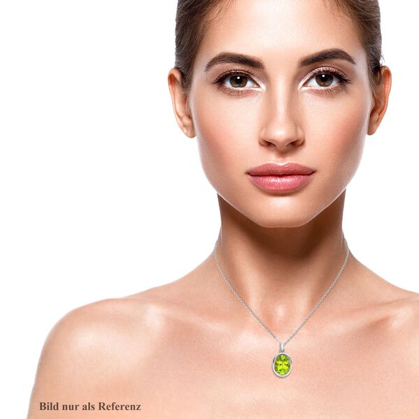 Peridot-Solitär-Anhänger mit Kette, 925 Silber rhodiniert, 4,96 ct. image number 2