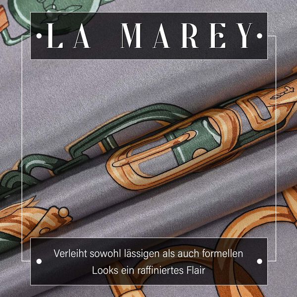 LA MAREY - 100% Maulbeeren-Seidenschal, Chiffon, 55x170 cm, Grau image number 2