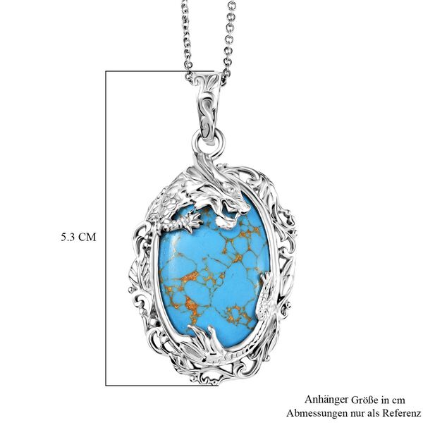 Blauer Türkis Anhänger mit Kette, ca. 20,00 ct. image number 6