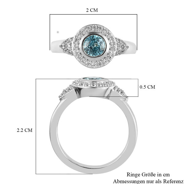 Kambodschanischer, blauer und wei&szlig;er Zirkon-Ring in Silber, 1,17 ct. image number 7