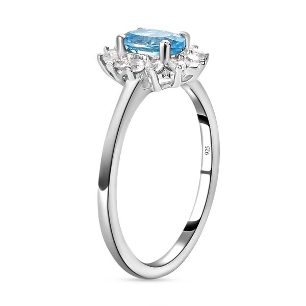 Schweizer Blautopas-Ring, Anh&auml;nger und Ohrringe, 925 Silber platiniert ca. 2,90 ct image number 5
