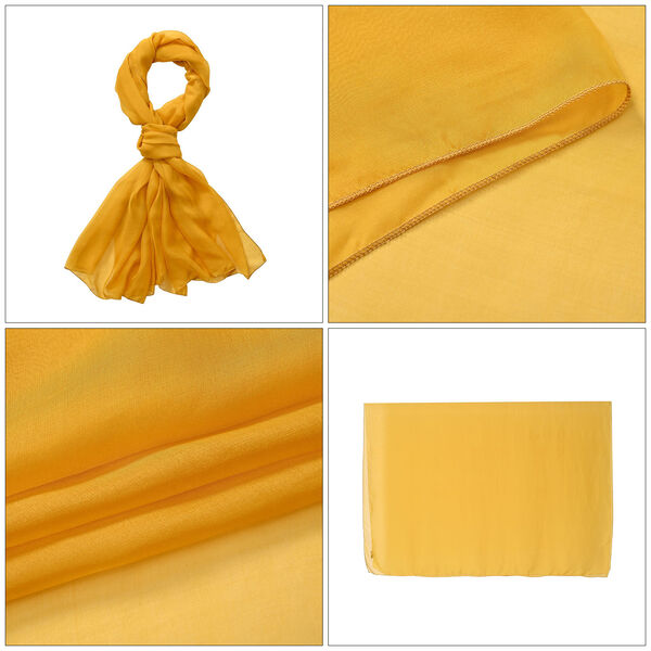 LA MAREY – Chiffon Schal aus Maulbeerseide, Gelb image number 5