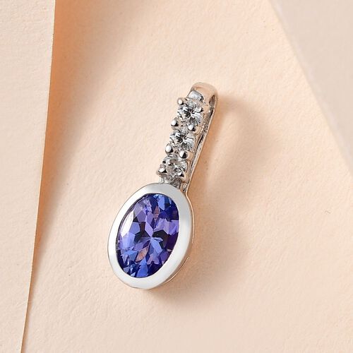 Tansanit und weißer Zirkon Anhänger, ca. 0.53 ct image number 1
