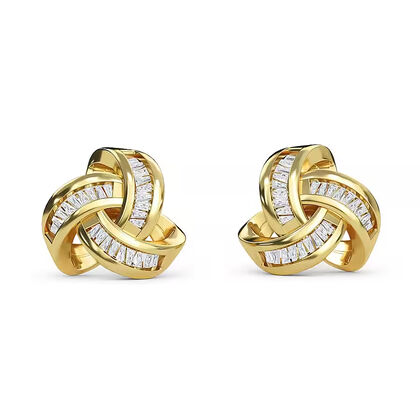 Diamant Knoten Ohrstecker, 925 Silber vergoldet, ca. 0.25 ct