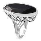 Schwarzer Spinell Ring, 925 Silber platiniert, ca. 35,00 ct image number 4