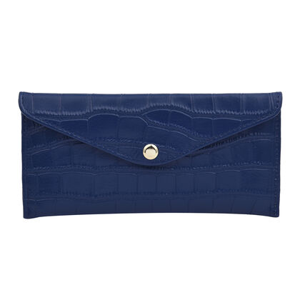 Brieftasche für Damen aus 100% echtem Leder und RFID Schutz, Größe 20,5x10 cm, Dunkelblau