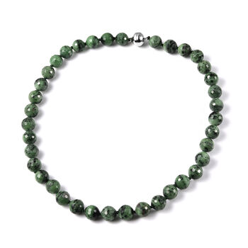 Rubin-Zoisit-Halskette ca. 50 cm lange mit Magnetschloss 925 Silber rhodiniert