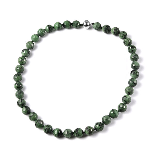 Rubin Zoisit Perlen Halskette in Silber