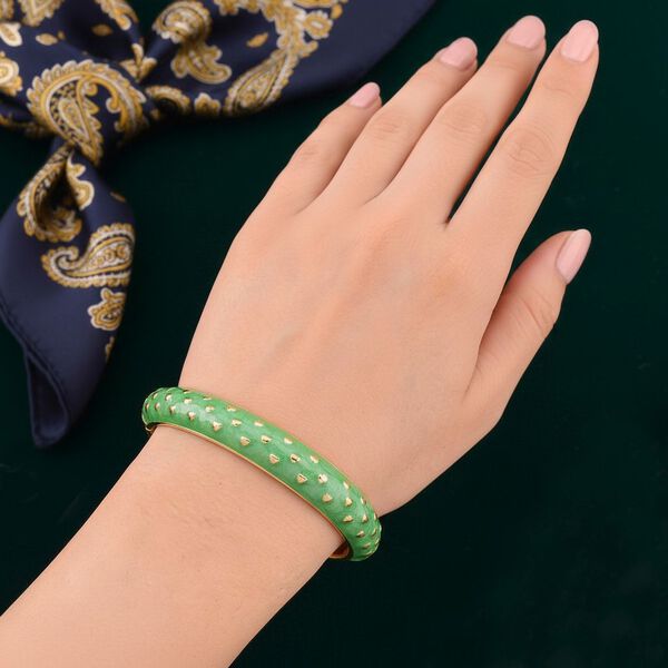 Emaille-Armreif im Punkt-Design, Hellgr&uuml;n, ca. 18,5 cm image number 3
