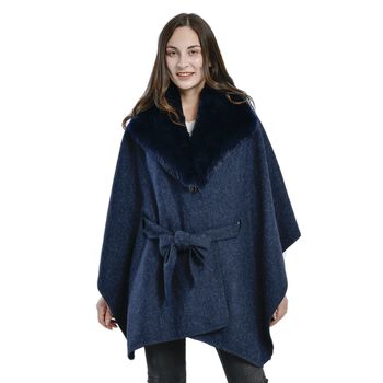 TAMSY Kunstfell Kimono, Einheitsgr&ouml;&szlig;e Dunkelblau