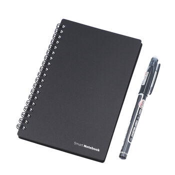 Smart - wiederverwendbares Notizbuch, Stift Radiergummi inkl., B5, 11 x 17,6 cm, Schwarz