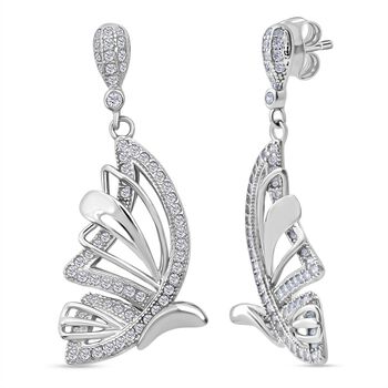 LUSTRO STELLA - Wei&szlig;er Zirkonia Schmetterling Ohrringe 925 Silber rhodiniert