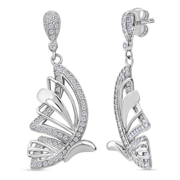 LUSTRO STELLA - Wei&szlig;er Zirkonia Schmetterling Ohrringe 925 Silber rhodiniert