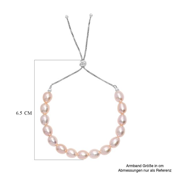 AA Pfirsich-Süßwasser Perle Armband ca. 26.75 cm 925 Silber rhodiniert image number 4