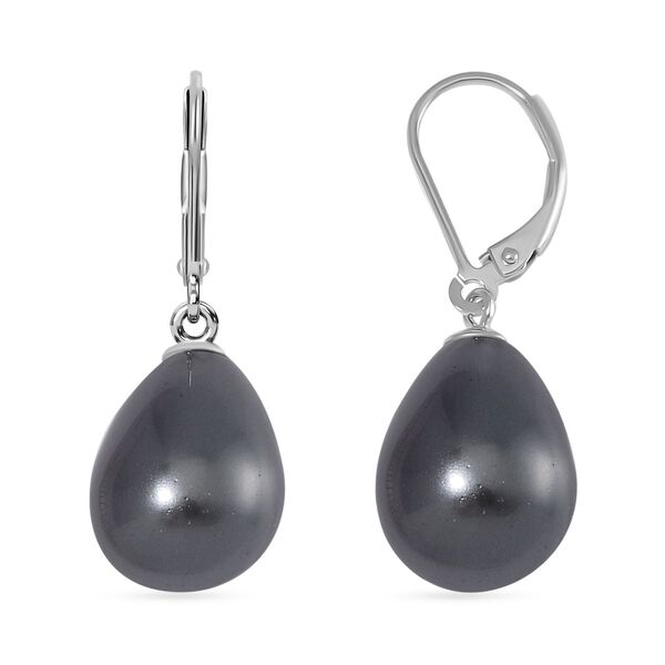 Graue Muschelkernperle Ohrringe, 925 Silber rhodiniert image number 0