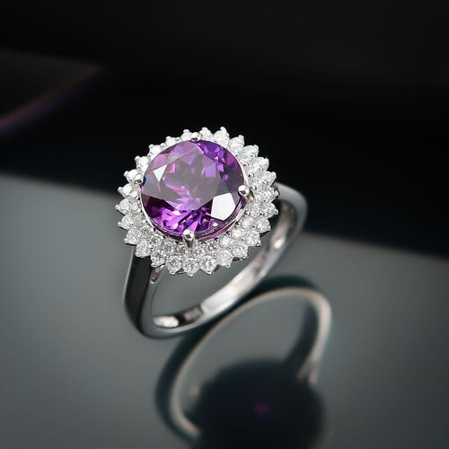 LUXURIANT DIAMOND- zertifiziert und geprüft AAA Labor Lila Saphir und Labor Diamant Ring in 417 Weißgold - 4,48 ct. image number 1