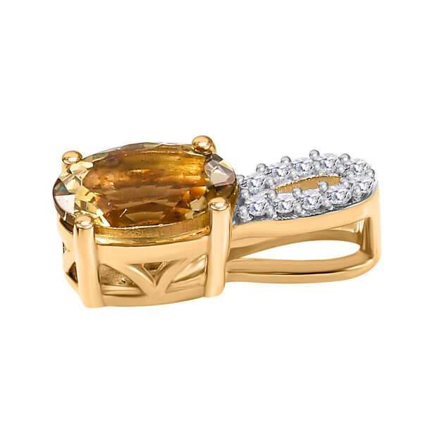 Nat&uuml;rlicher goldener Tansanit, Wei&szlig;er Zirkon Anh&auml;nger 925 Silber 750 Gelbgold Vermeil ca. 0.88 ct image number 4