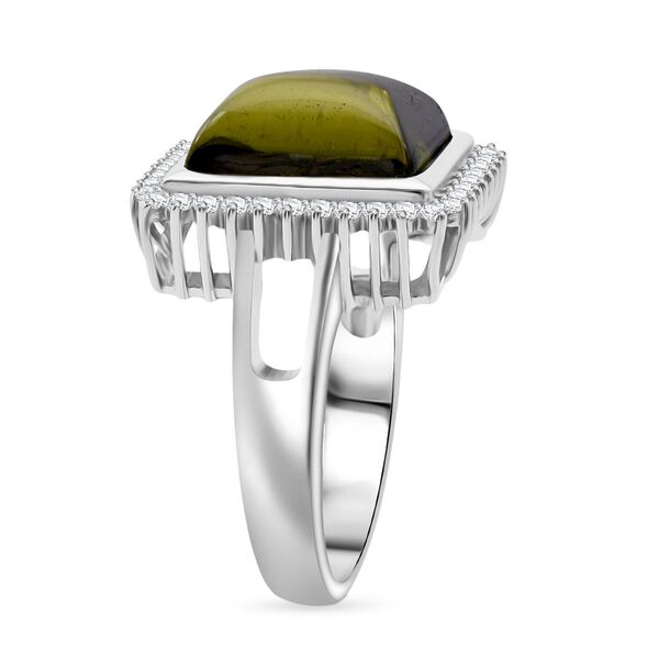 Lustro Stella Gr&uuml;ner Zirkonia, Wei&szlig;er Zirkonia Ring 925 Silber rhodiniert (Gr&ouml;&szlig;e 19.00) image number 4