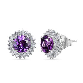 LUXURIANT DIAMOND- zertifiziert und geprüft AAA Labor Lila Saphir und Labor Diamant Ohrringe in 417 Weißgold - 4,18 ct.