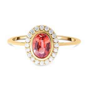 AAA Songea Saphir und weißer Diamant-Ring, 585 Gold (Größe 20.00) ca. 1.21 ct