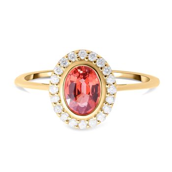 AAA Songea Saphir und wei&szlig;er Diamant-Ring, 585 Gold (Gr&ouml;&szlig;e 20.00) ca. 1.21 ct