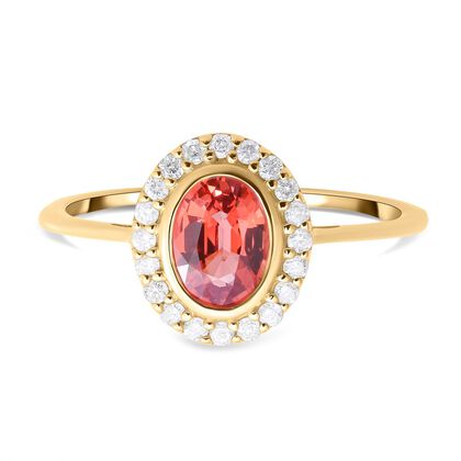 AAA Songea Saphir und wei&szlig;er Diamant-Ring, 585 Gold (Gr&ouml;&szlig;e 20.00) ca. 1.21 ct