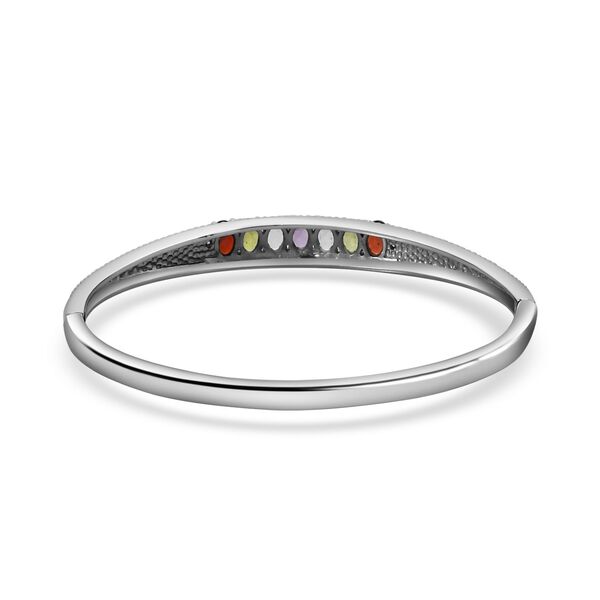 Himmelblauer Topas, Mosambik Granat Armreif ca. 18 cm Edelstahl ca. 3,55 ct. image number 5