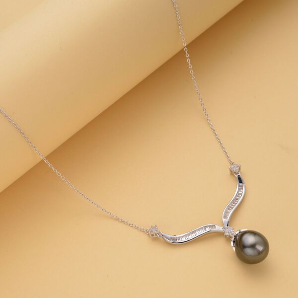 Tahiti Perlen und wei&szlig;e Topas-Halskette in Silber image number 2