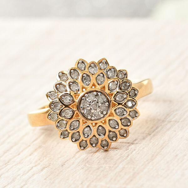 Wei&szlig;er Diamant P Ring 925 Silber Vermeil YG ca. 0,27 ct. image number 2