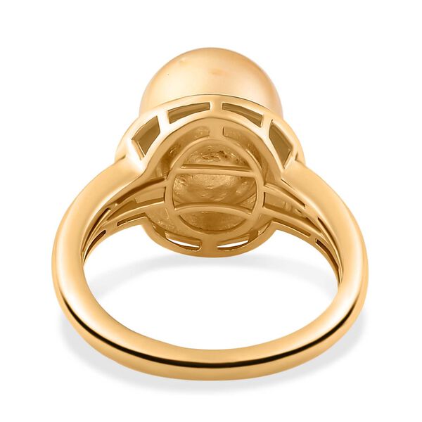 AA goldener Südseeperlen- und Moissanit-Ring - 7,95 ct. image number 6