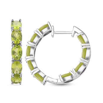 Nat&uuml;rliche Peridot-Creolen, 925 Silber rhodiniert ca. 15.22 ct