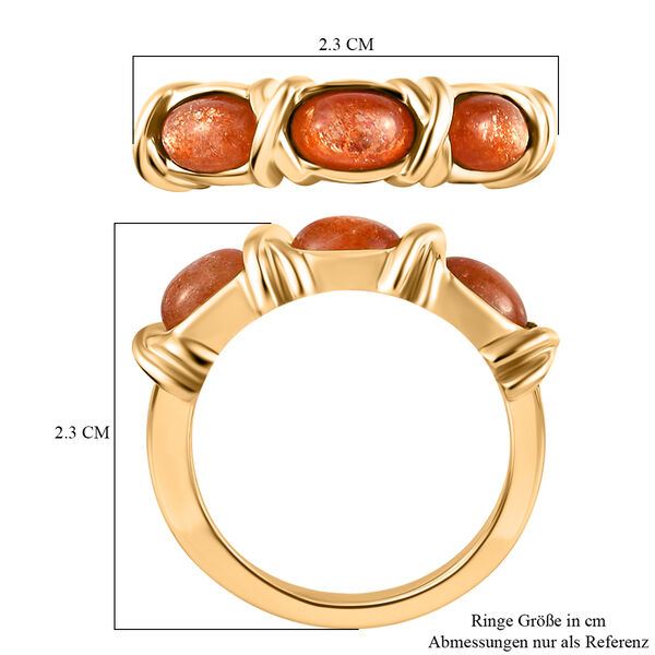 Korevora Sonnenstein 3-Stein-Ring, 925 Silber vergoldet  ca. 1,49 ct image number 7
