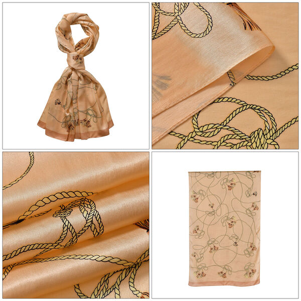 LA MAREY – Satinschal aus Maulbeerseide, braun-beige image number 5