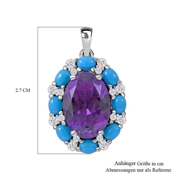 AA Lusaka Amethyst, Sleeping Beauty Türkis und Zirkon Anhänger - 8,07 ct. image number 4