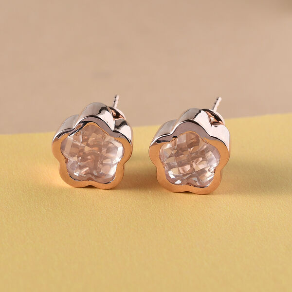 Rosenquarz-Ohrstecker, 925 Silber ros&eacute;vergoldet ca. 6,51 ct image number 2