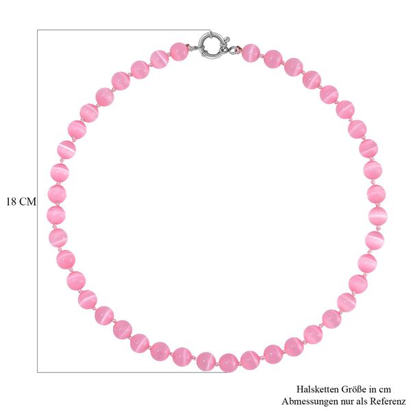 Rosa Katzenaugen Halskette mit Chatoyance-Effekt, 50 cm image number 5