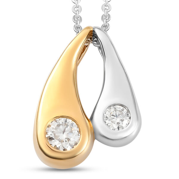 88 Facetten Moissanit-Anh&auml;nger mit Silberkette, ca. 50 cm, 925 Silber Bicolor ca. 0,34 ct