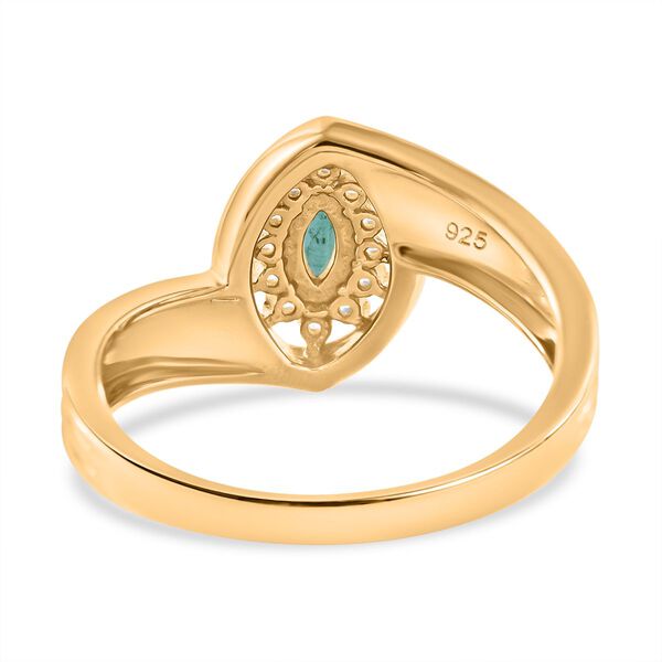AAA Kagem Sambischer Smaragd, Weißer Zirkon Ring, 925 Silber Gelbgold Vermeil (Größe 16.00) ca. 0.48 ct image number 2