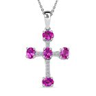 AAA Lab Grown Rosa Saphir, Moissanit Schmuckset ca. 50 cm 925 Silber platiniert ca. 1.15 ct